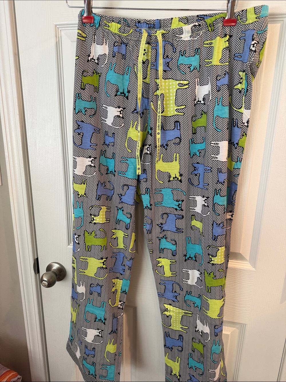 HUE Multicolor Dog-Print Pajama Pants in Blue, Green & White